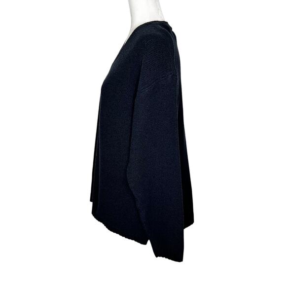 Perry Ellis Dark Black Boucle V-Neck Long Sleeve Pull Over Sweater - Picture 4 of 8